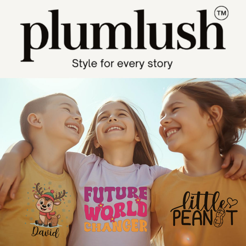 Plumlush Personalized Kids Premium 100% Cotton T-Shirt | Space Theme | Eco-Friendly Printed Tees