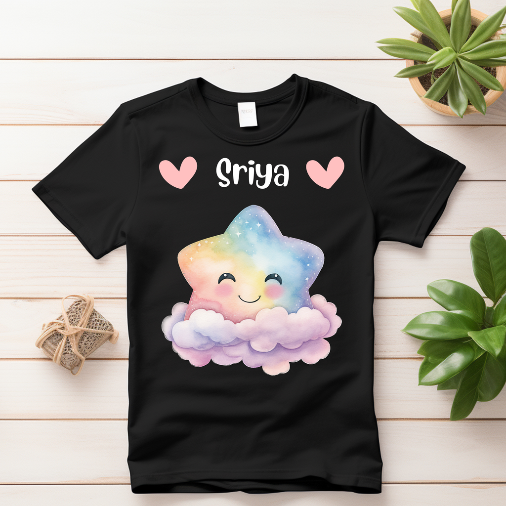 Plumlush Personalized Kids Premium 100% Soft Cotton T-Shirt | Star Theme | Eco-Friendly Printed Tees