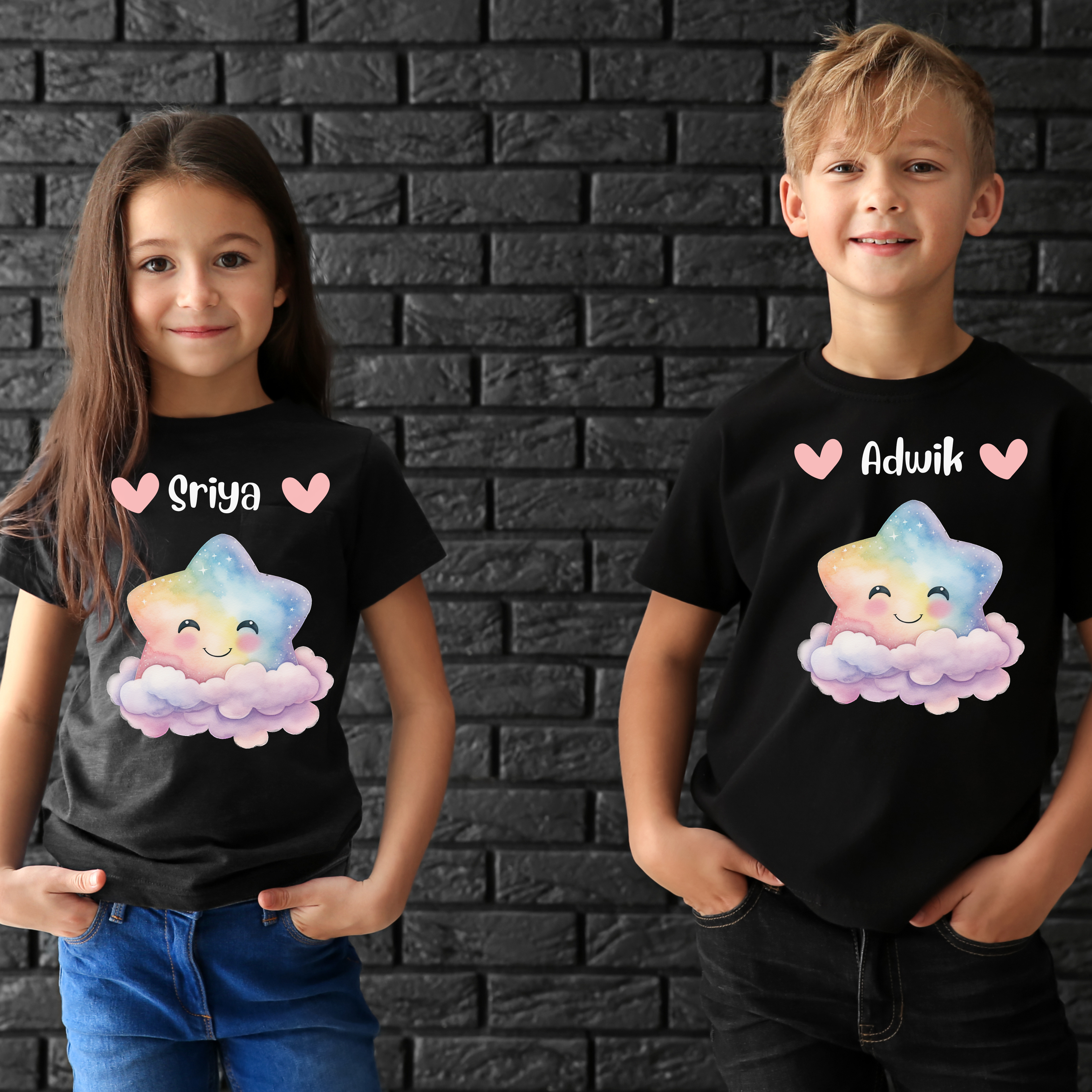 Plumlush Personalized Kids Premium 100% Soft Cotton T-Shirt | Star Theme | Eco-Friendly Printed Tees